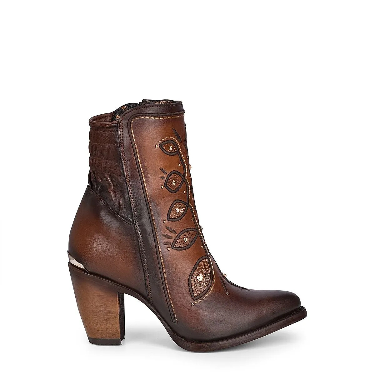 3F89RS - Cuadra brown western cowgirl cowhide leather ankle boots for women