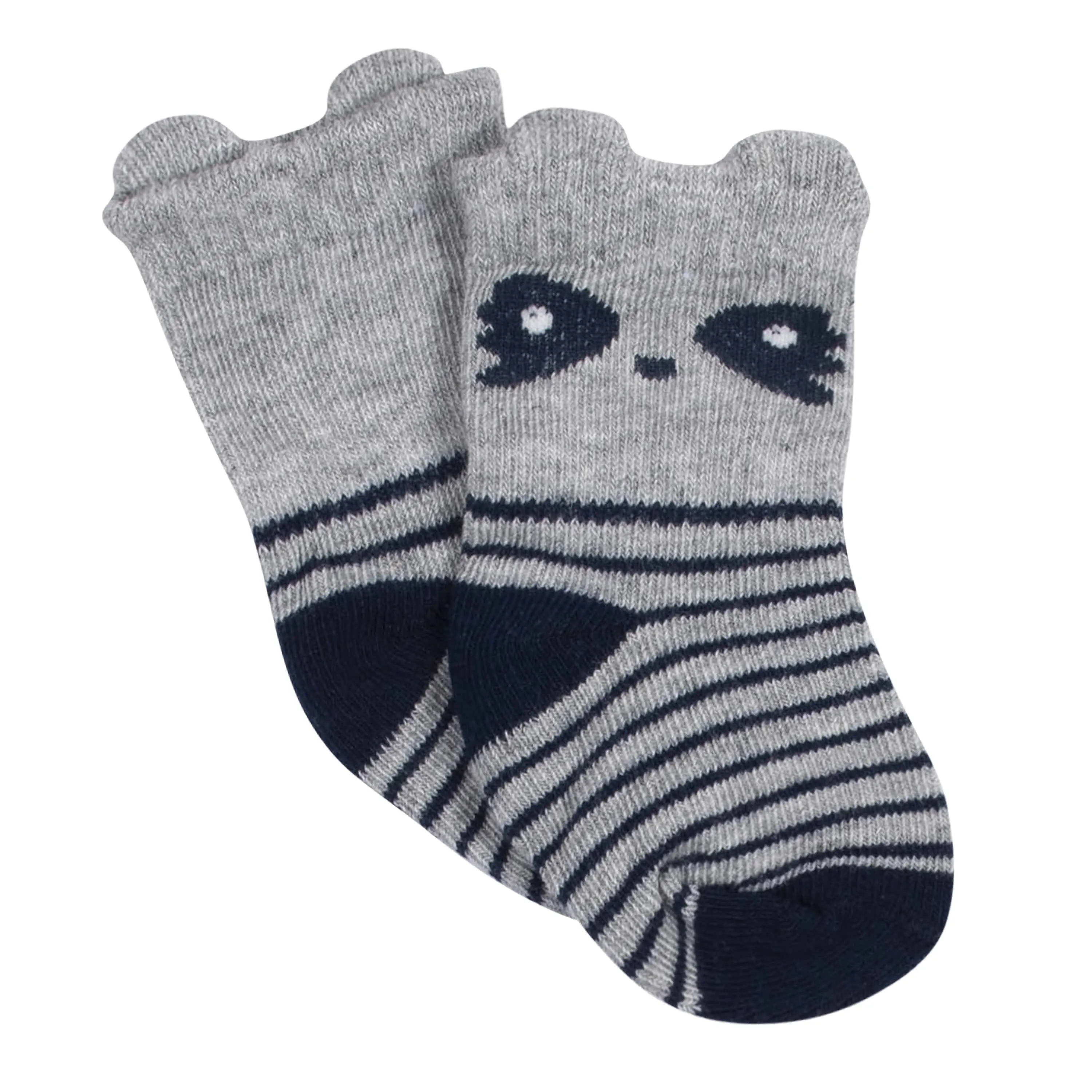 6-Pack Baby Boys Raccoon Jersey Crew Wiggle-Proof™ Socks