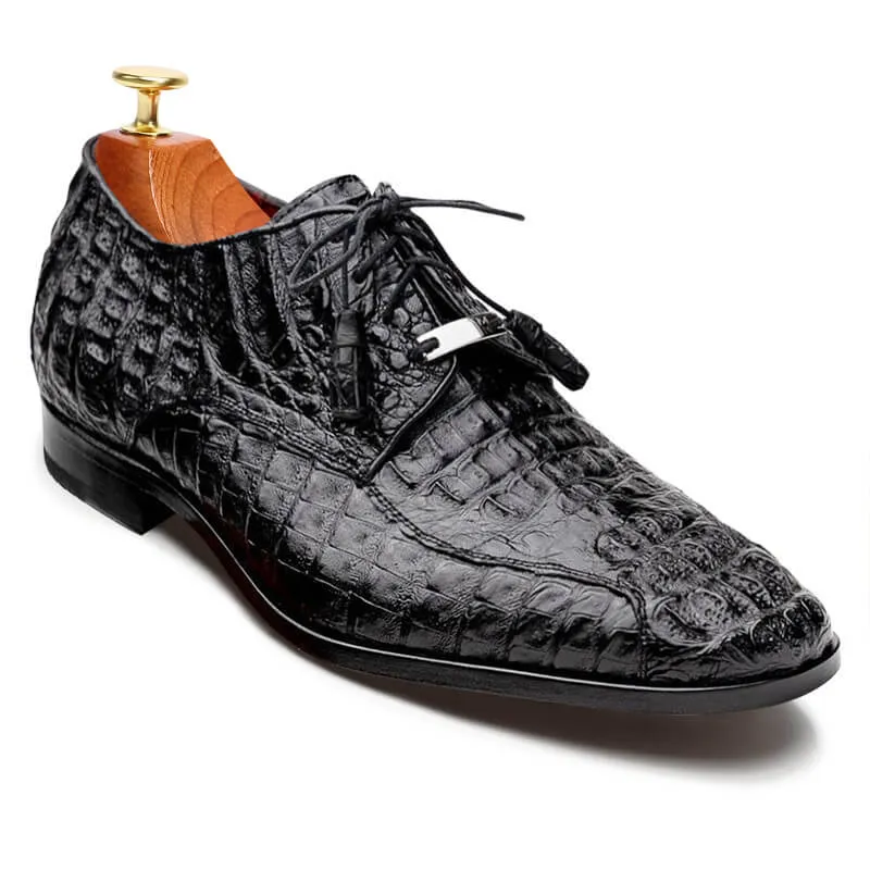 7 CM/2.76 Inches CMR CHAMARIPA Men's Exotic Crocodile Leather Derby Shoes