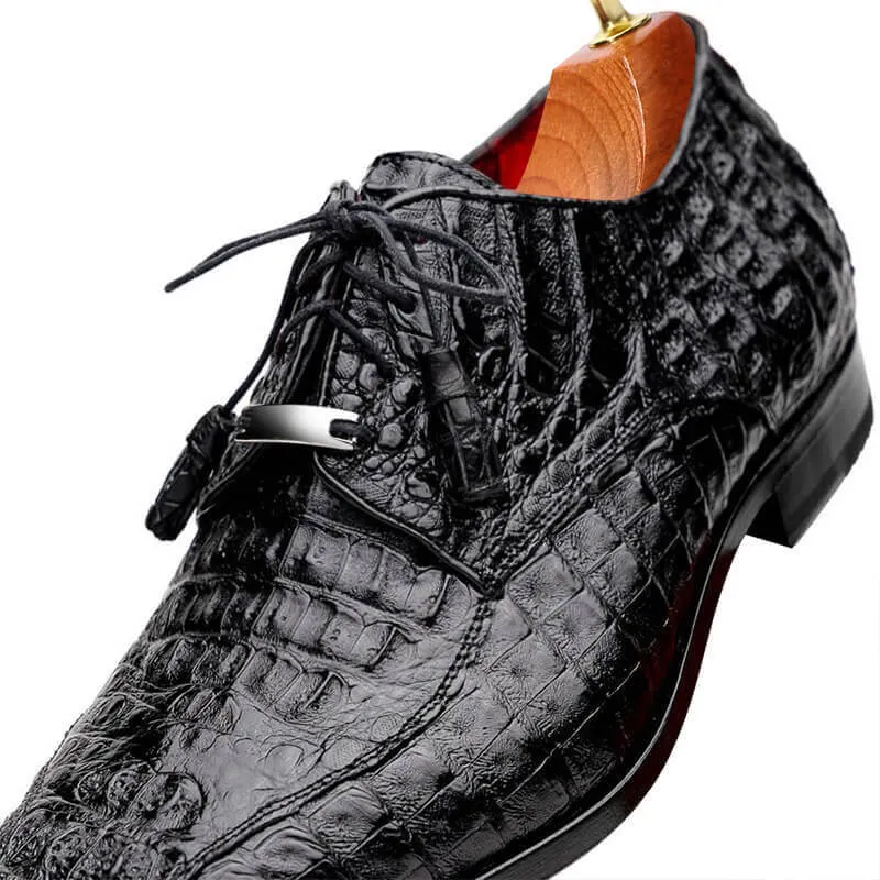 7 CM/2.76 Inches CMR CHAMARIPA Men's Exotic Crocodile Leather Derby Shoes