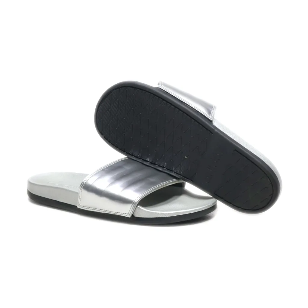 Adidas Adilette Sliders Fabric Silver Colour For Women