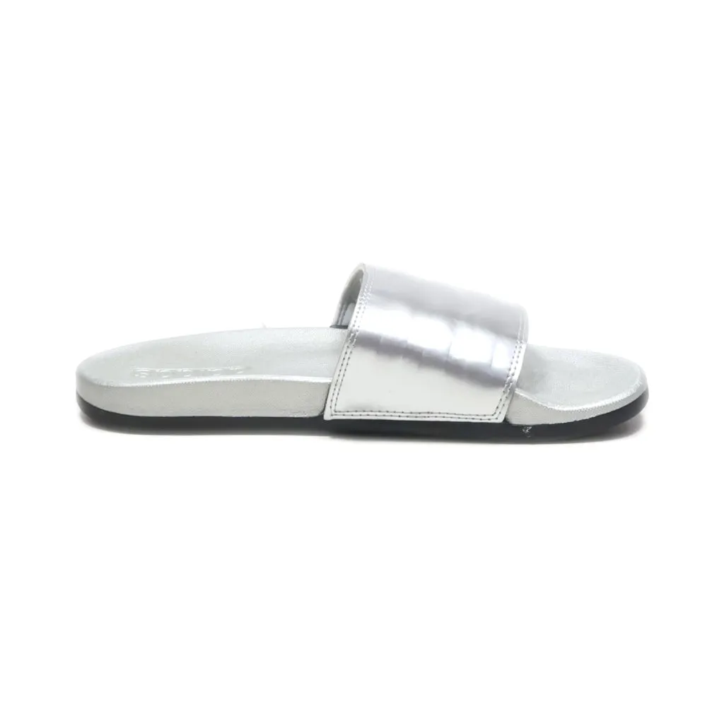 Adidas Adilette Sliders Fabric Silver Colour For Women