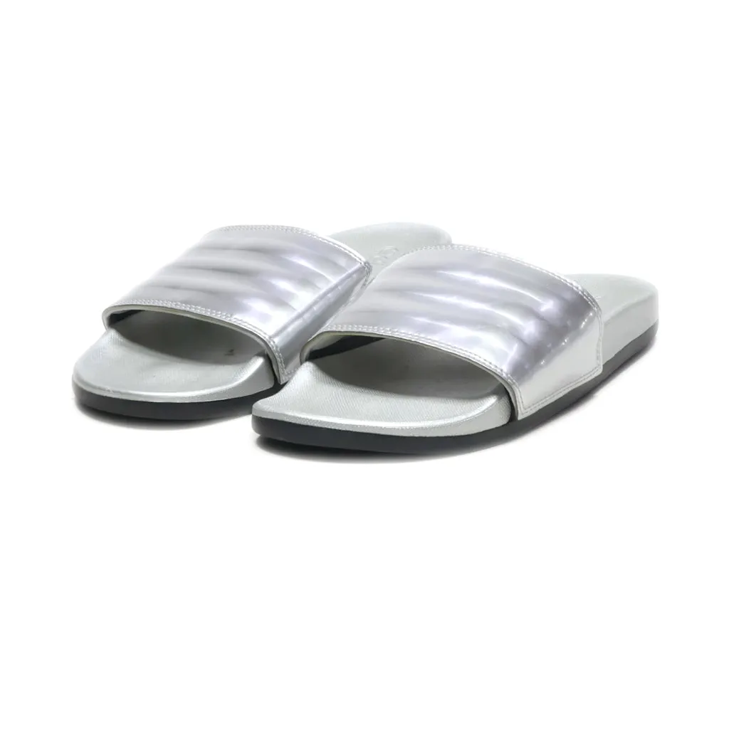 Adidas Adilette Sliders Fabric Silver Colour For Women