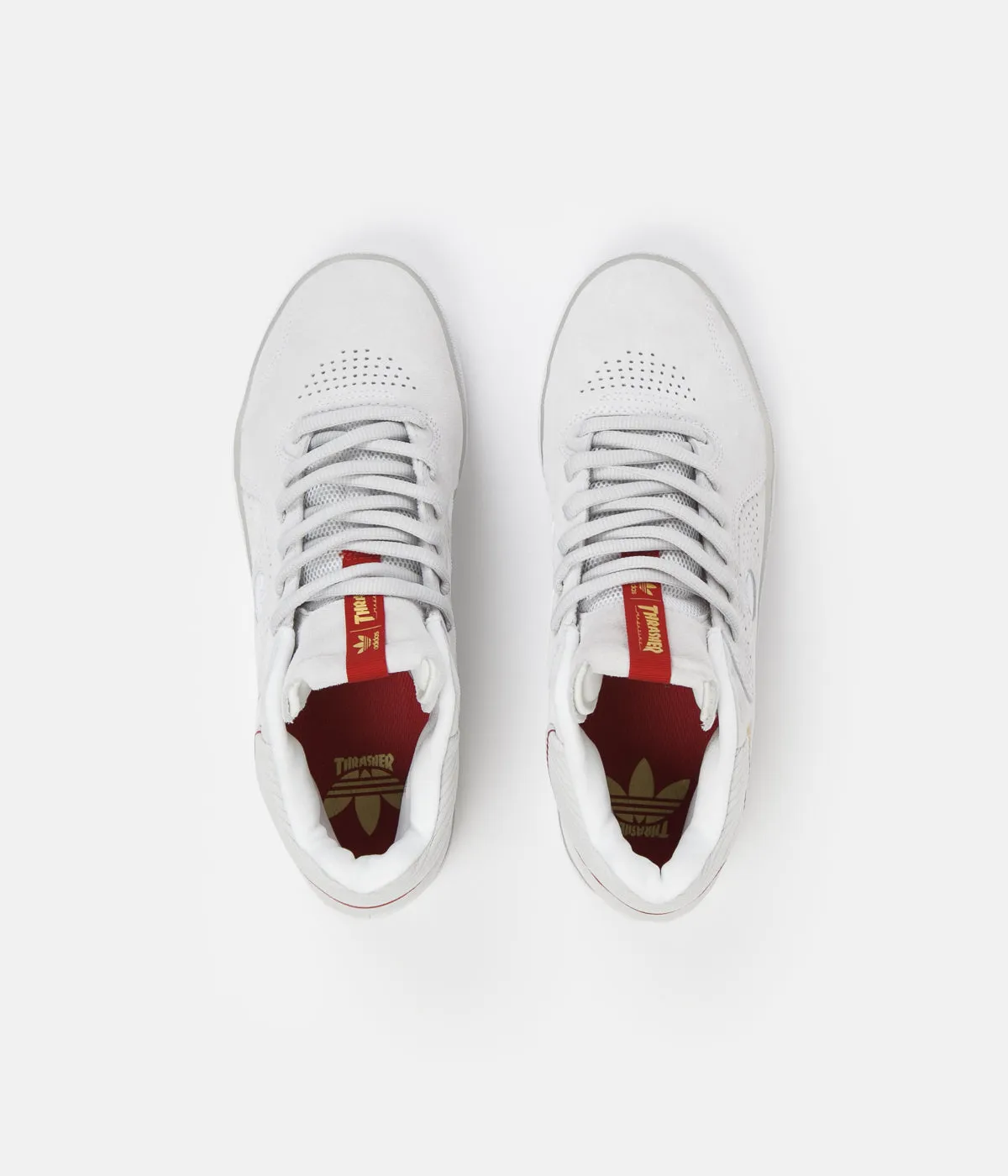 Adidas x Thrasher Tyshawn Shoes - White / Scarlet / Gold Metallic