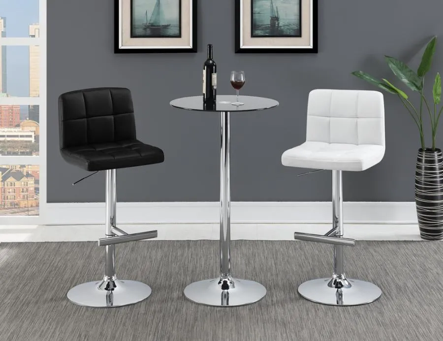 Adjustable Height Bar Stools Chrome and Black (Set of 2)