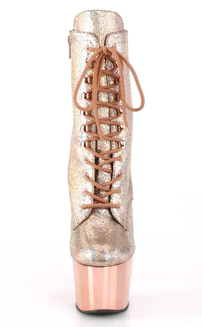 ADORE-1020HM Rose Holo Metallic Chrome Boots