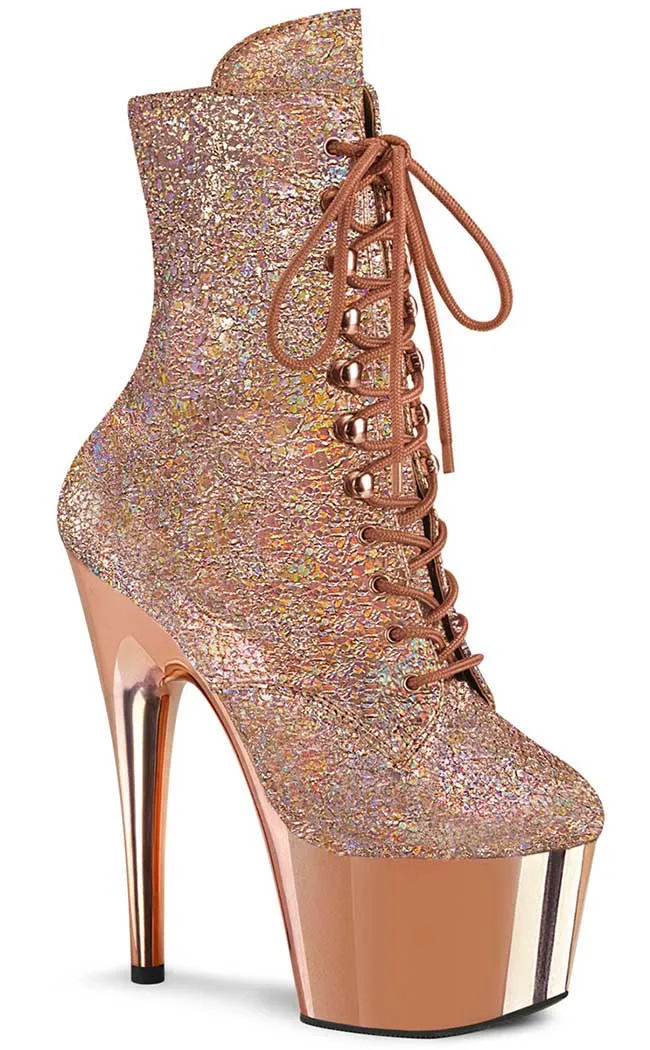 ADORE-1020HM Rose Holo Metallic Chrome Boots