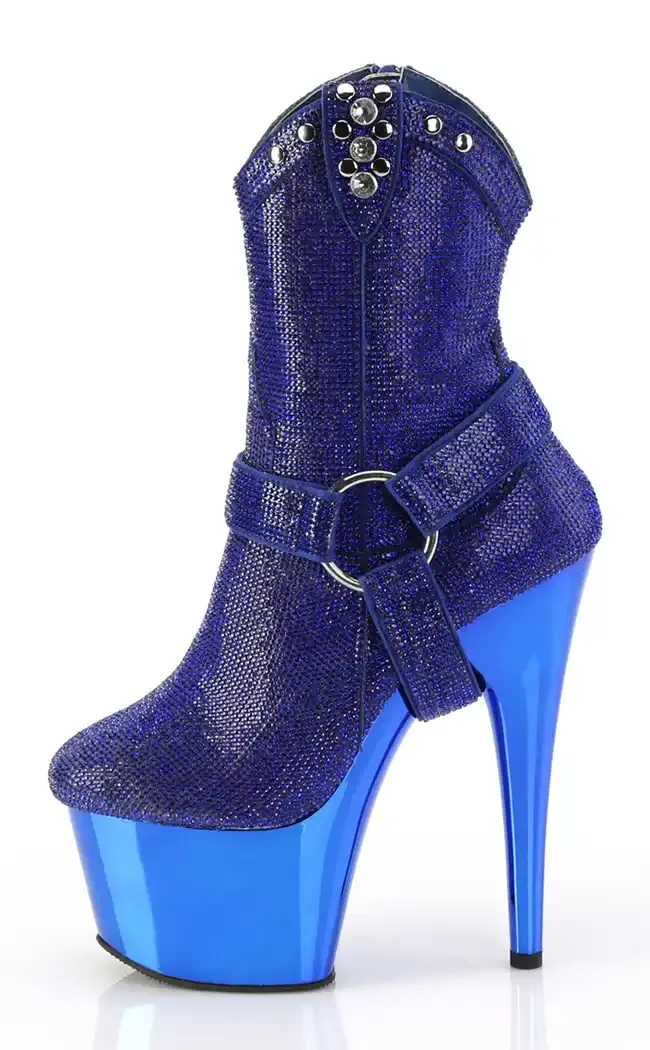 ADORE-1029CHRS Blue Rhinestone Cowboy Boots