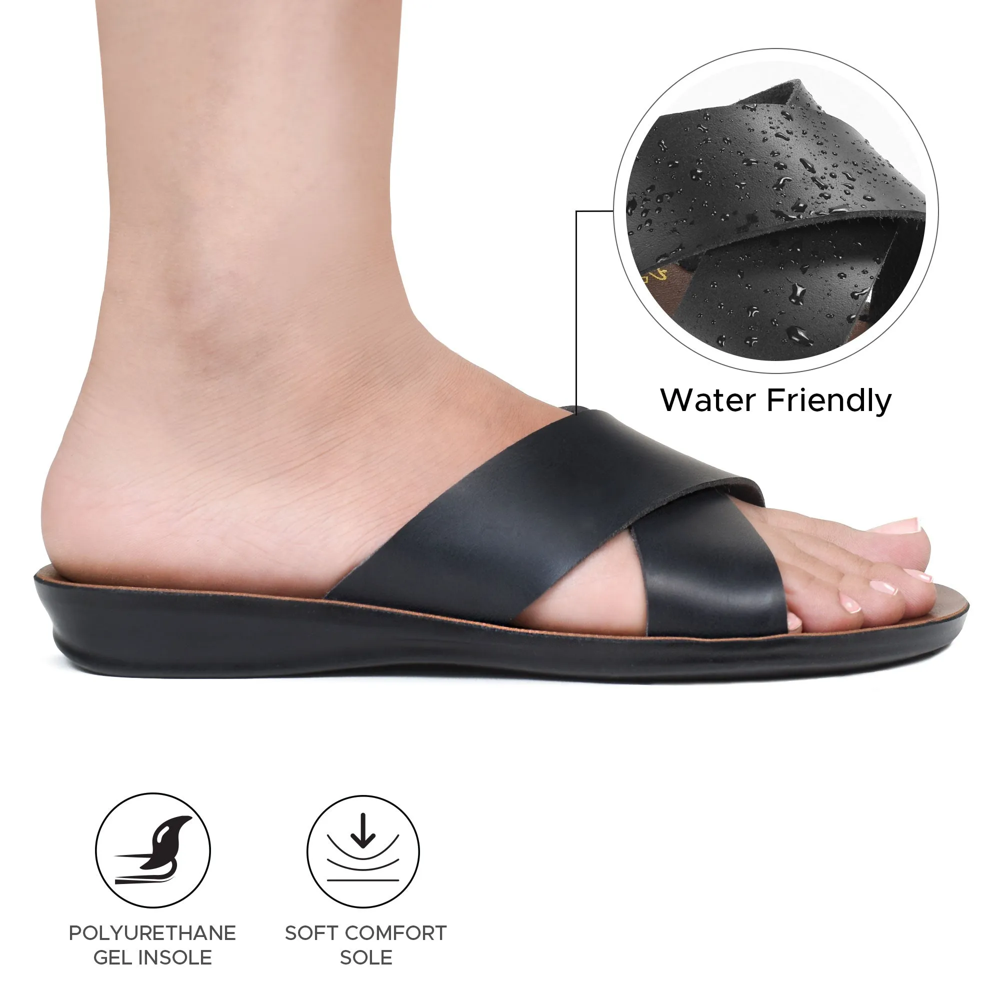 Aerosoft - Crocus LS4864 Double Straps Lightweight Outdoor Summer Casual Comfortable Womens Sandals