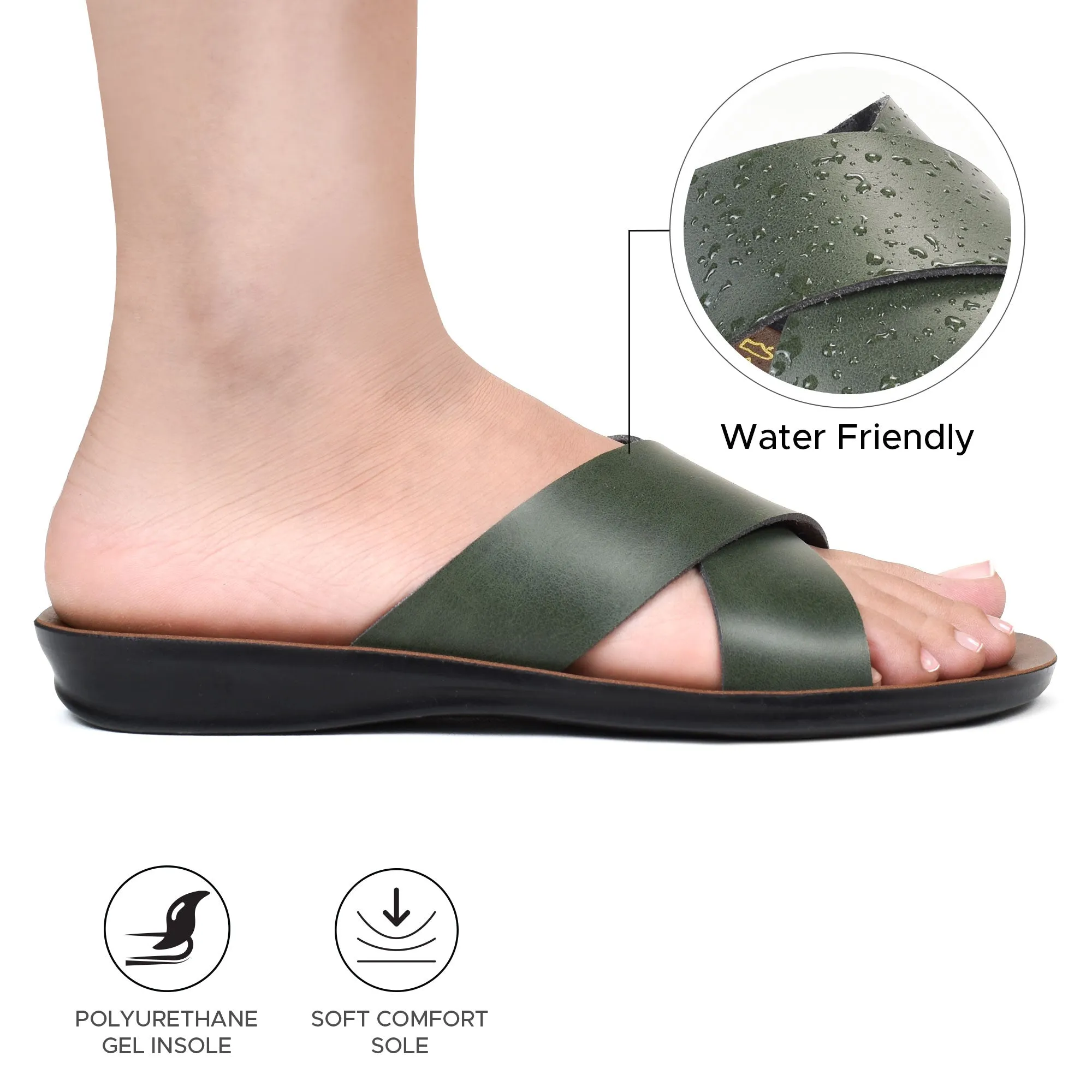 Aerosoft - Crocus LS4864 Double Straps Lightweight Outdoor Summer Casual Comfortable Womens Sandals