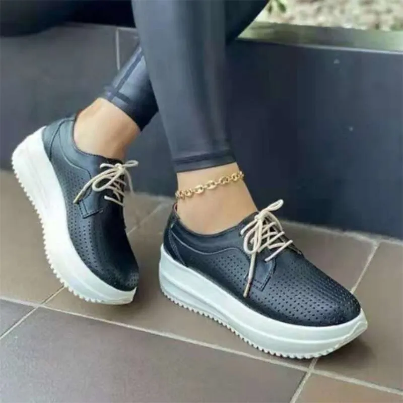 Amozae---Back To School  Women Mesh Lace Up Sneaker Women Summer Platform Vulcanized Female Casual Running Shoe Ladies Breathable Solid Footwear