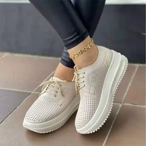 Amozae---Back To School  Women Mesh Lace Up Sneaker Women Summer Platform Vulcanized Female Casual Running Shoe Ladies Breathable Solid Footwear