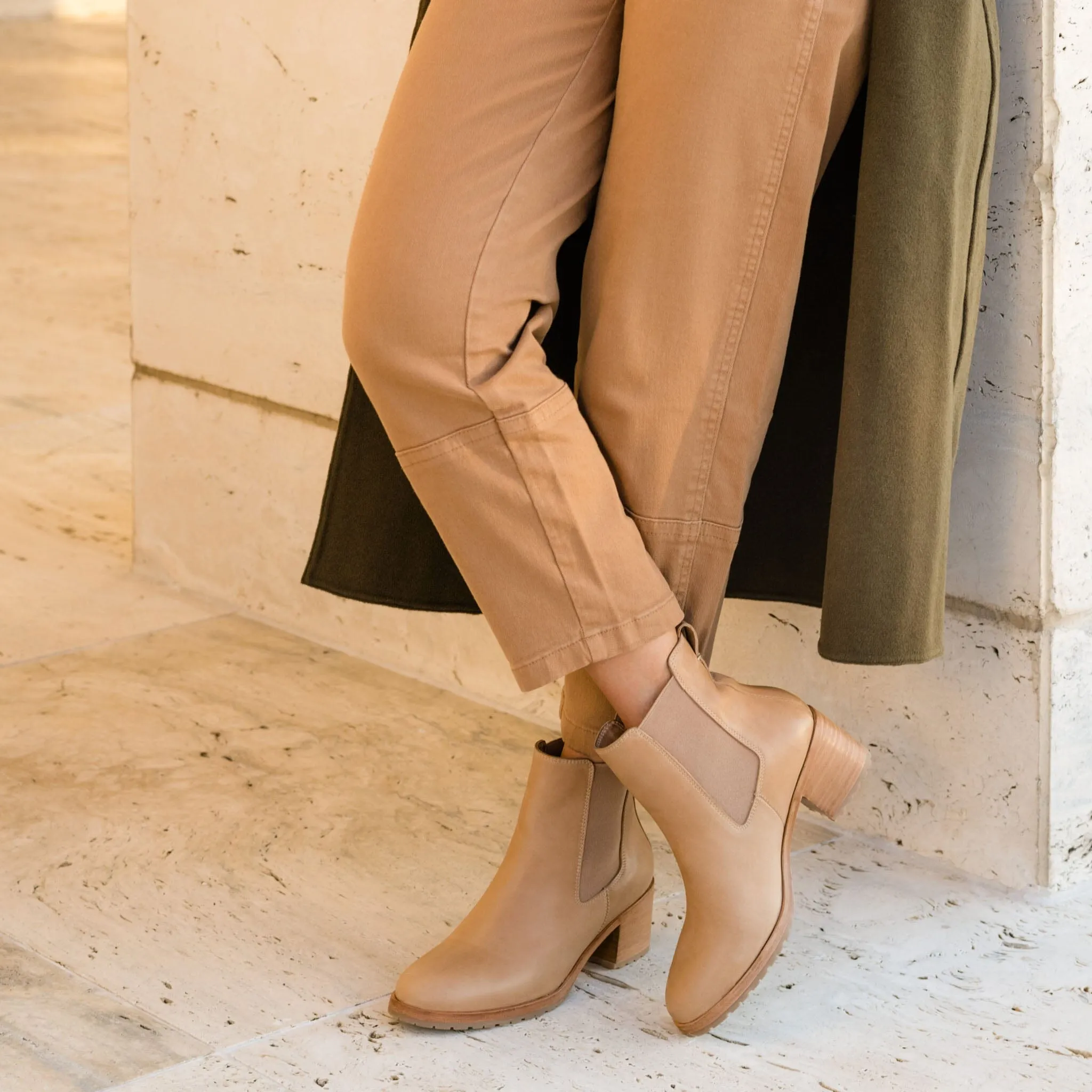 Ana Go-To Heeled Chelsea Boot Almond