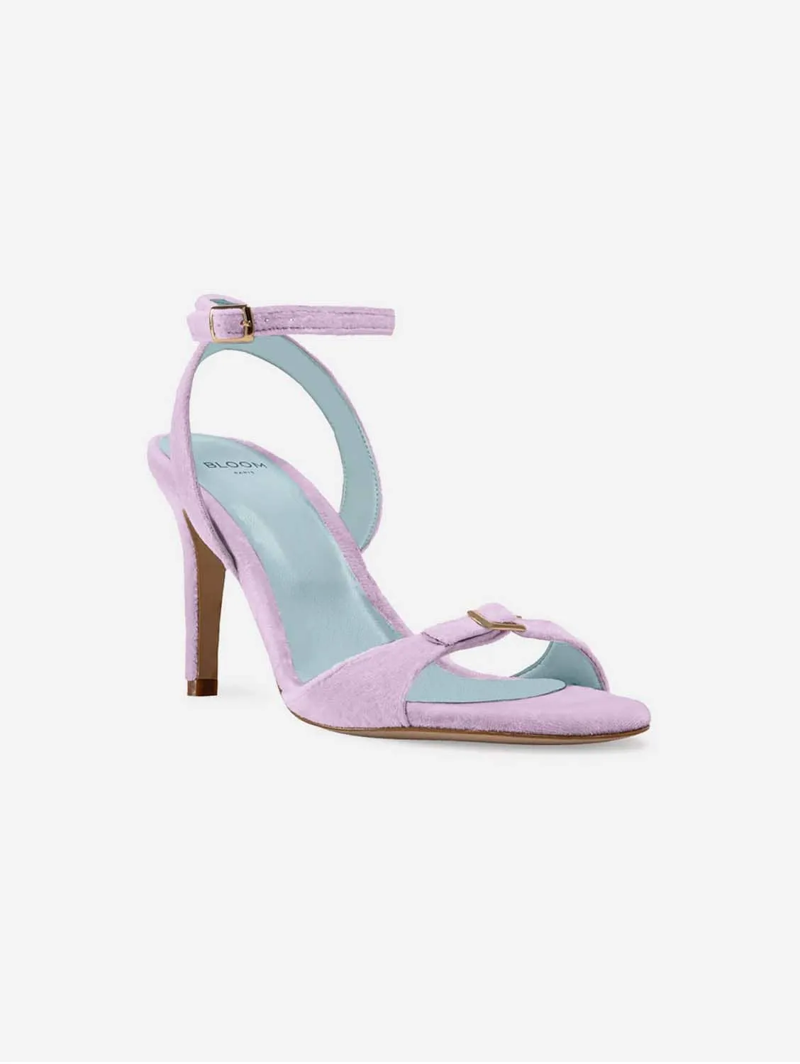 Anna Vegan Velvet Heeled Sandals | Lilac