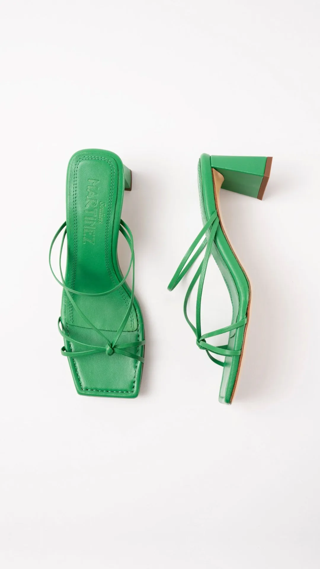 ARANDINA - Green Leather Strappy Sandals