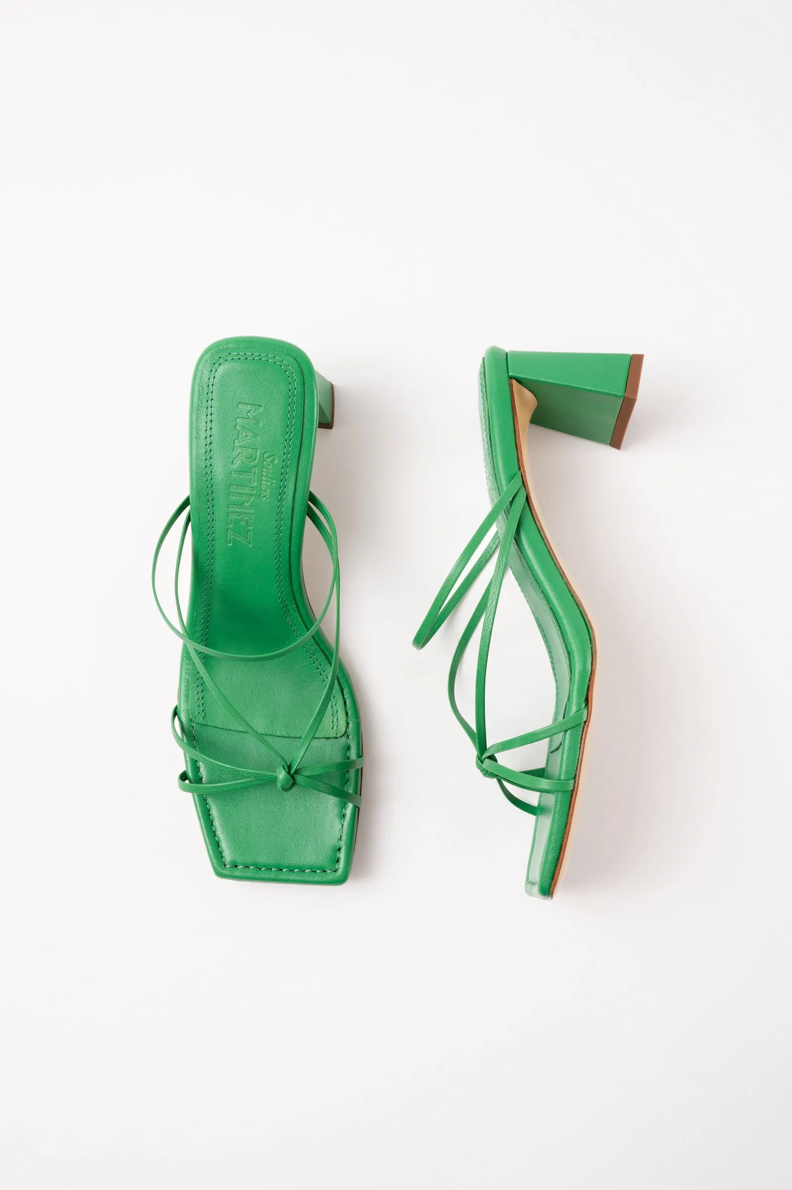 ARANDINA - Green Leather Strappy Sandals