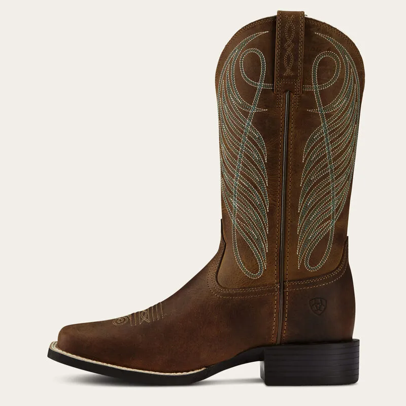 Ariat® Women's "Round Up" Wide Square Toe Western Boots - Powder Brown