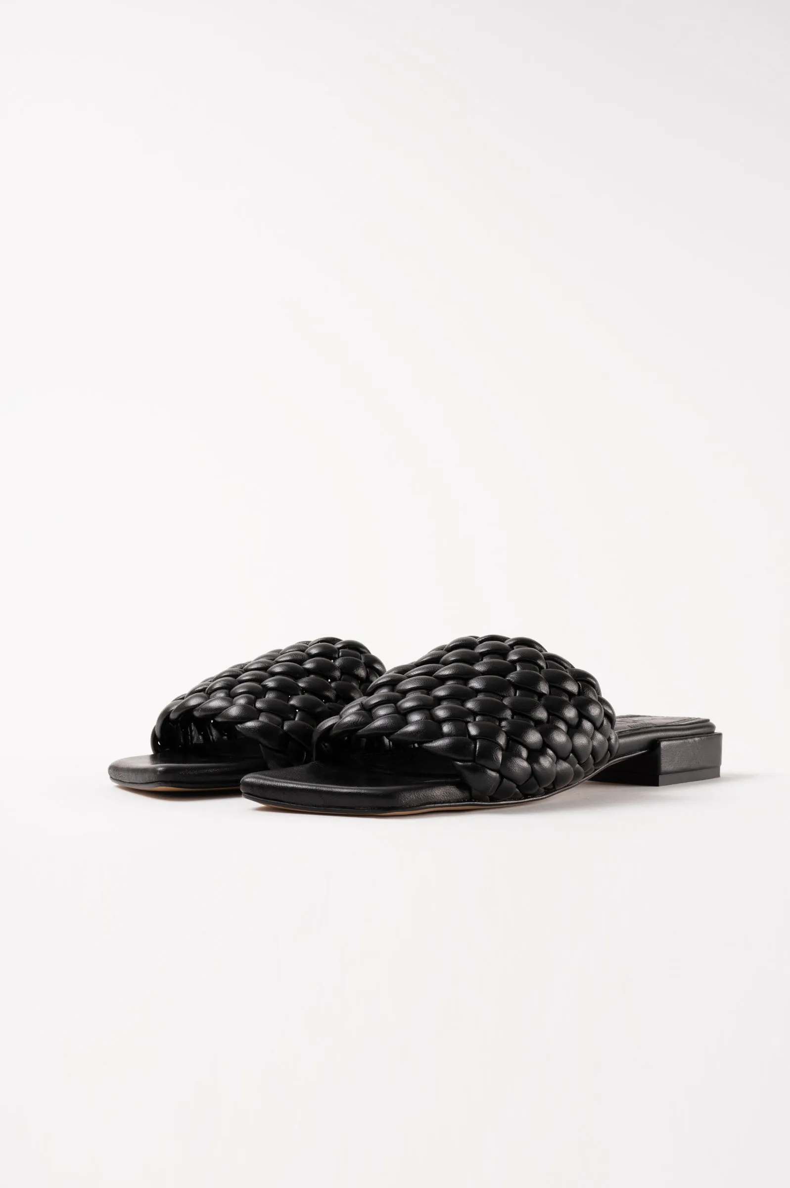 ASTER - Black Woven Leather Flats