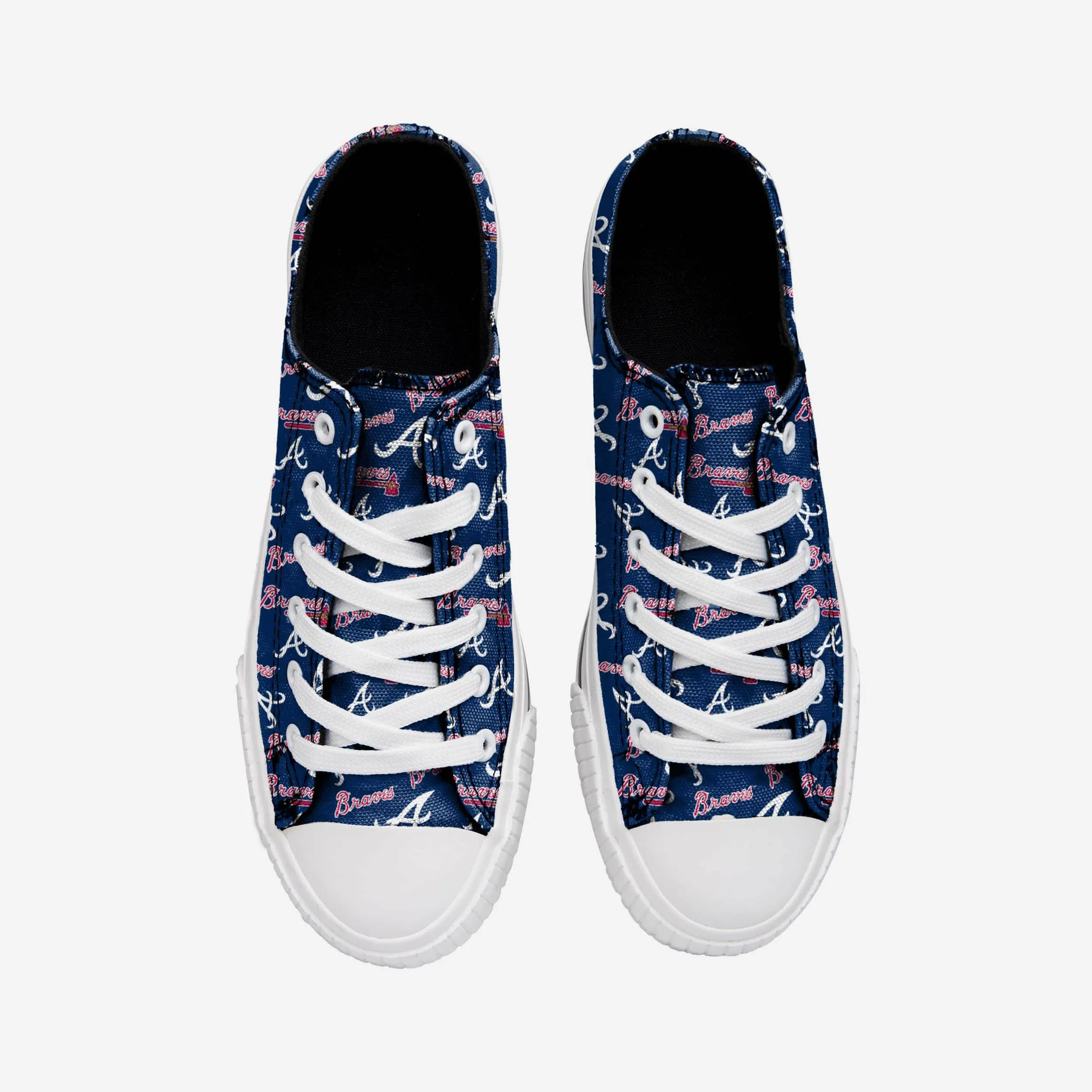 Atlanta Braves Womens Low Top Repeat Print Canvas Shoe