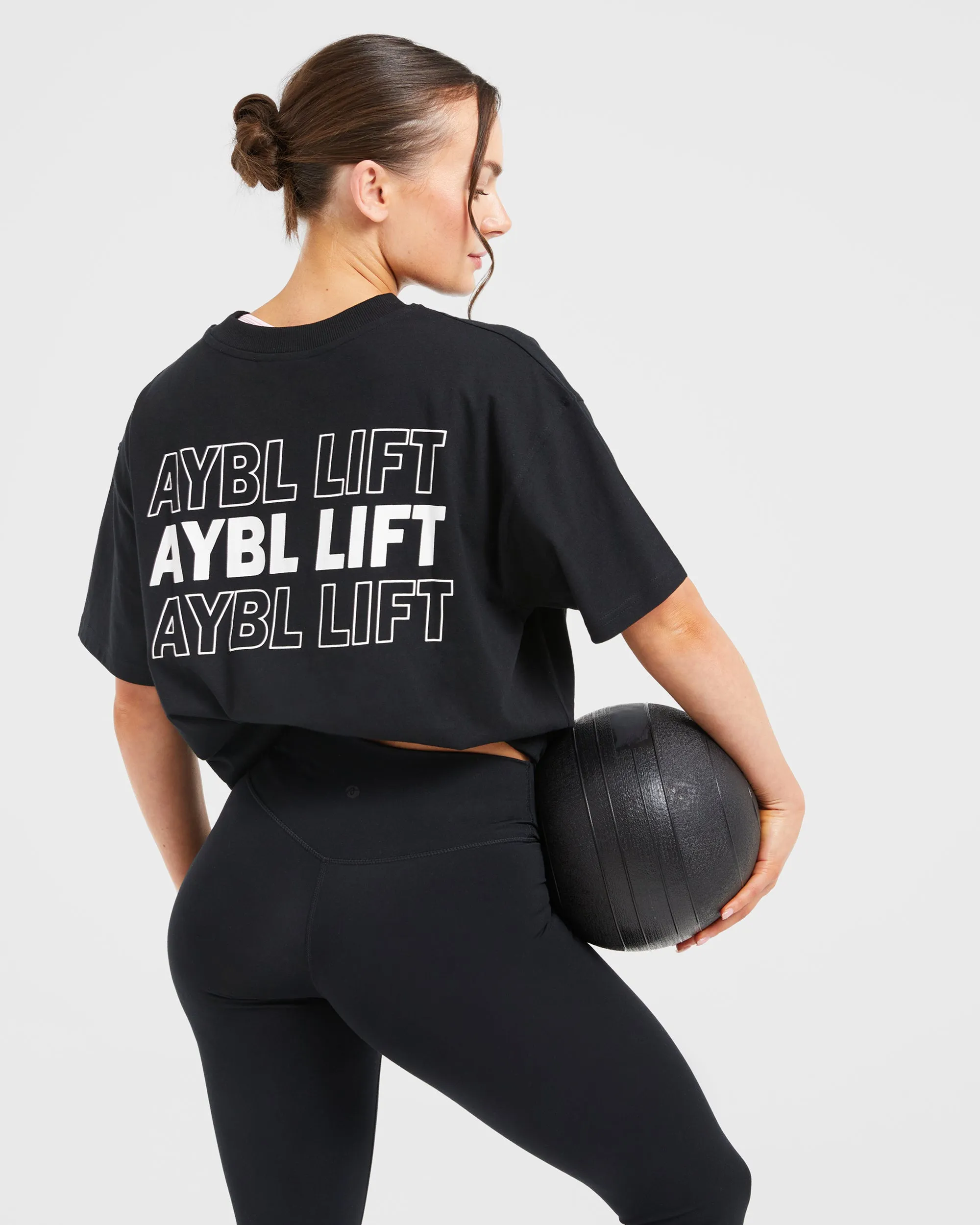 AYBL Lift Italic Oversized T Shirt - Black