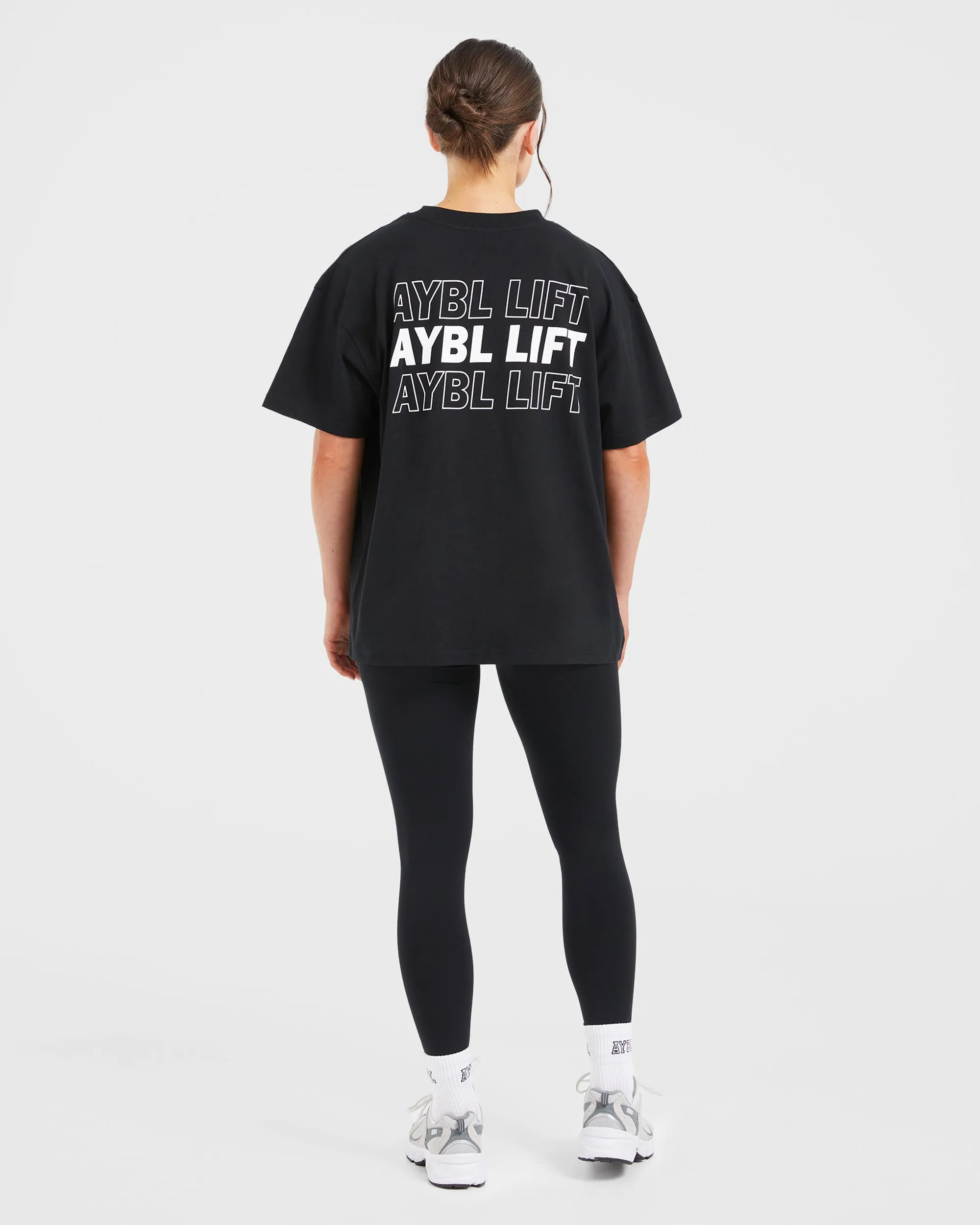 AYBL Lift Italic Oversized T Shirt - Black