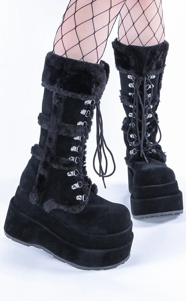 BEAR-202 Black Suede Knee-High Boots