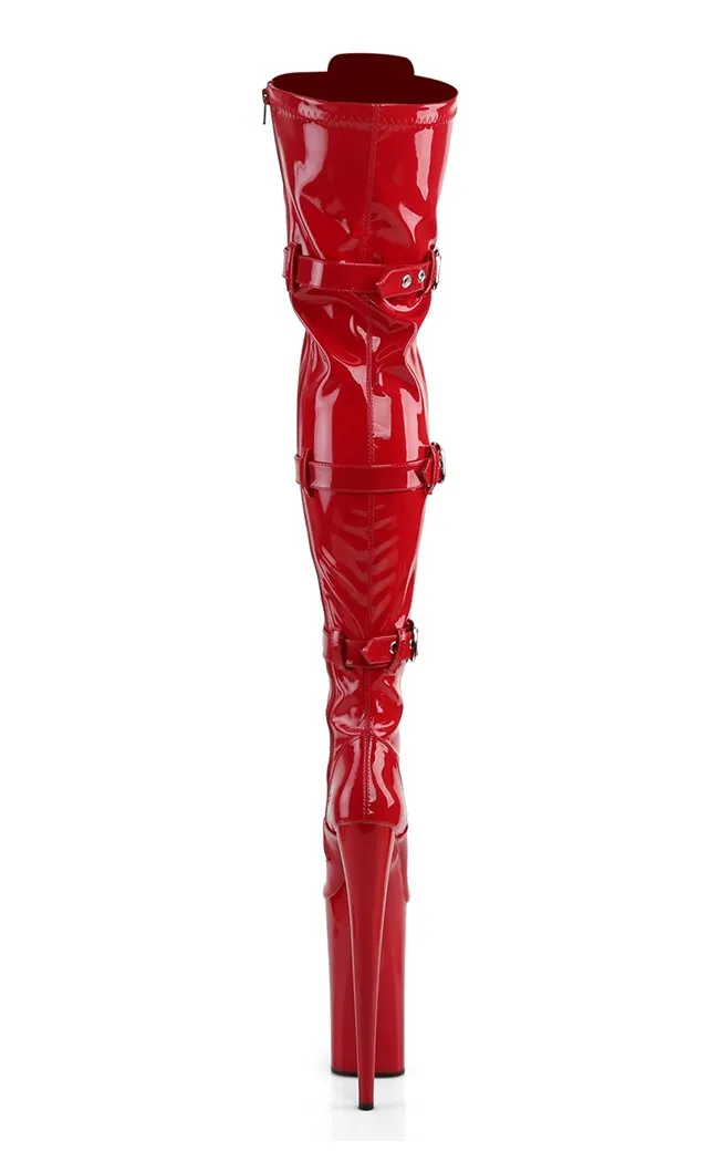 BEYOND-3028 Red Patent Thigh High Boots [In Stock]