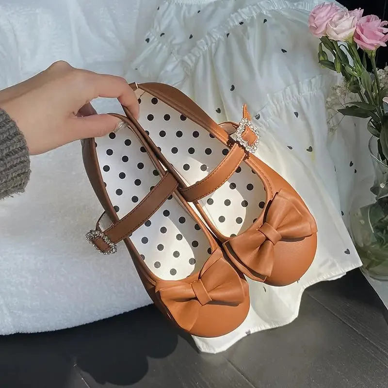 binfenxie  -  Kawaii Cute Girl Lolita Shoes Japanese Women Shoes Bowknot Round-toe Loli Shoes Jk Girls Flat Tea Party Sweet Shoe