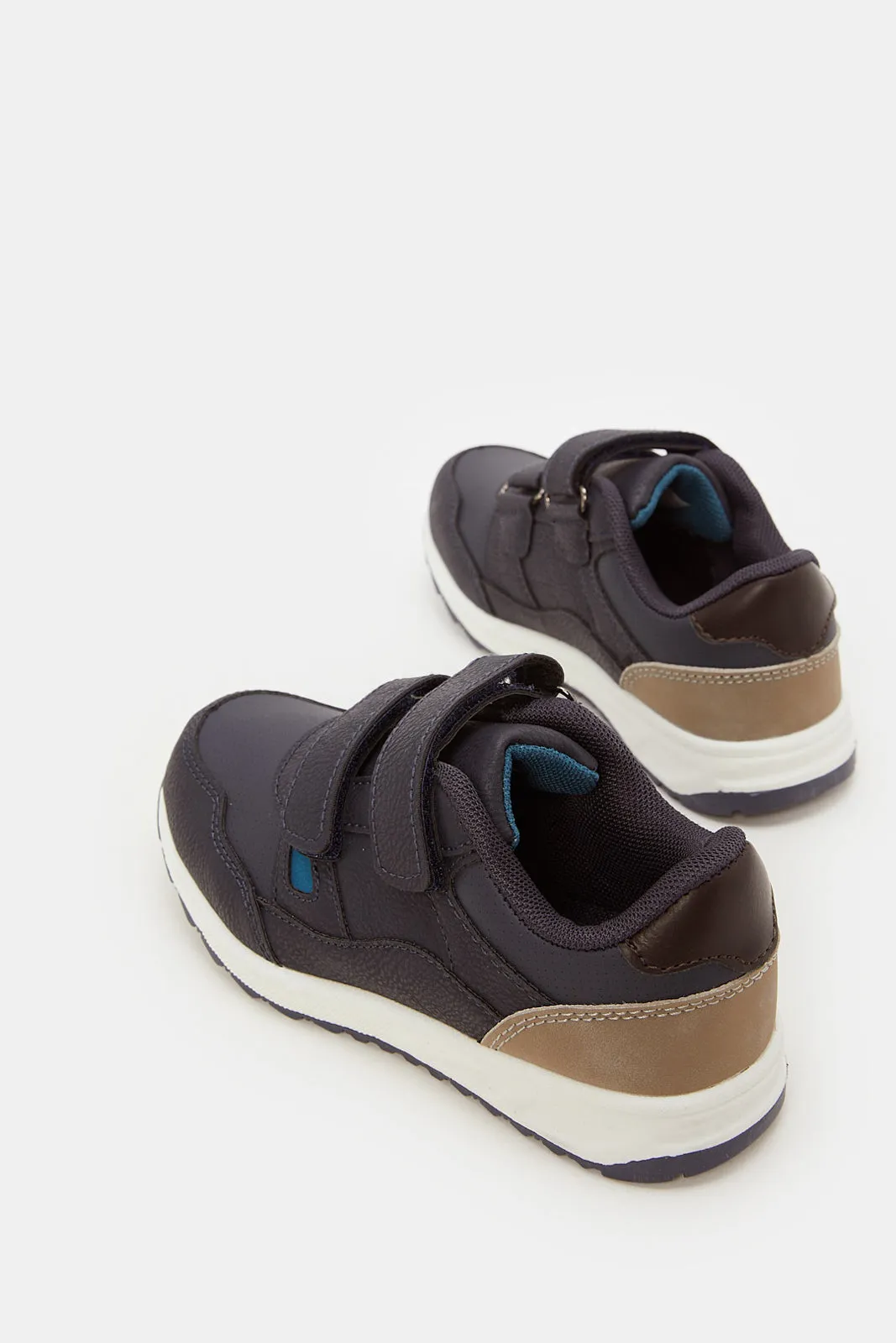 Boys Navy Material Block Sneaker