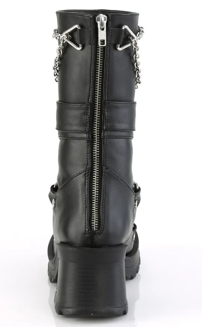 BRATTY-120 Black Chain Mid-Calf Boots