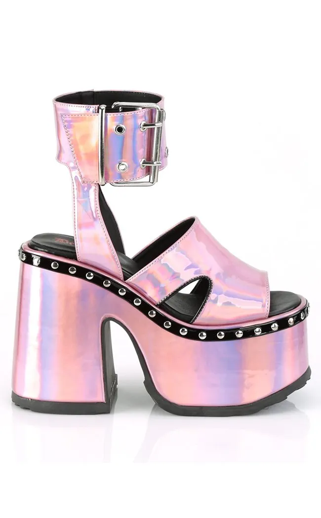 CAMEL-102 Pink Holo Platform Slides