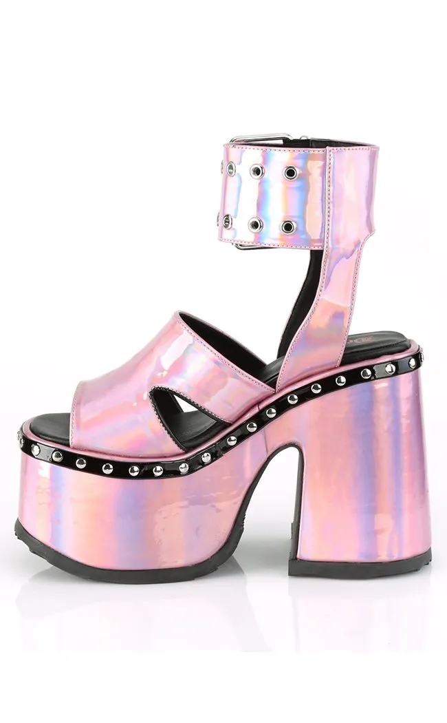 CAMEL-102 Pink Holo Platform Slides