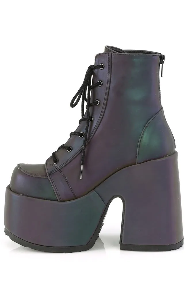 CAMEL-203 Green Multi Reflective Ankle Boots