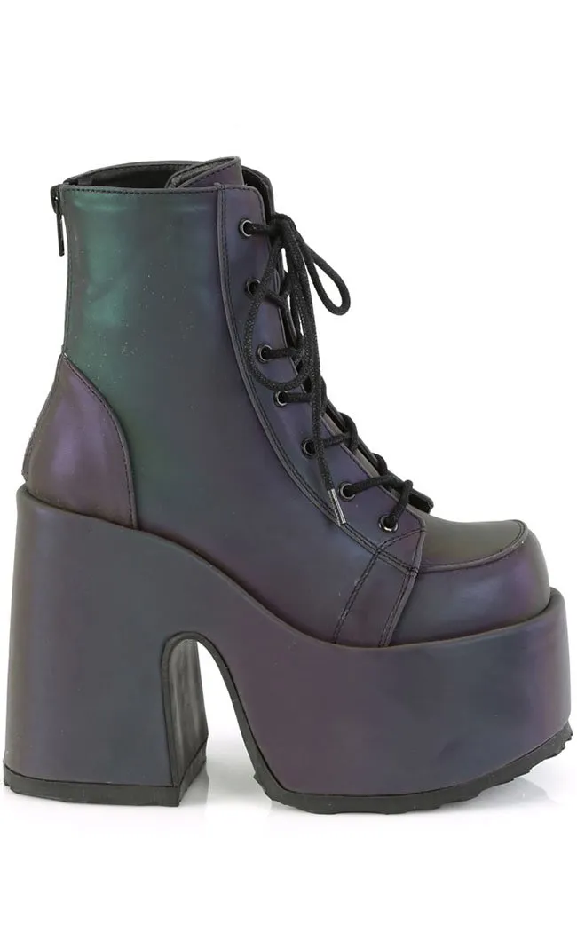 CAMEL-203 Green Multi Reflective Ankle Boots