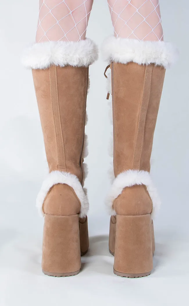 CAMEL-311 Camel Fluffy Faux Suede Boots