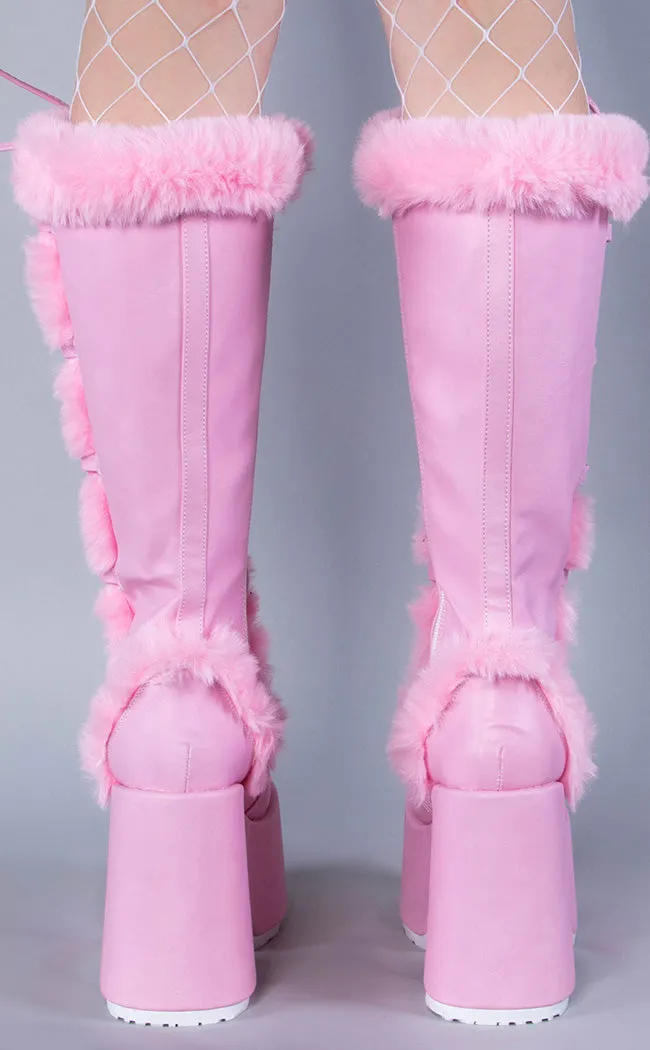 CAMEL-311 Pastel Pink Fluffy Boots