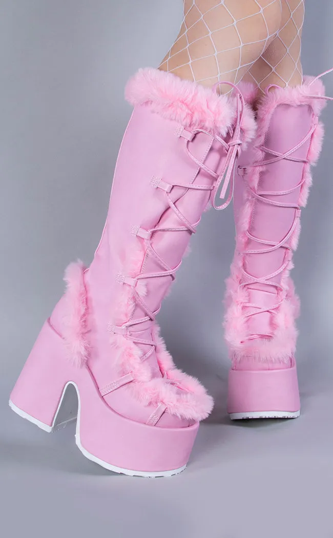 CAMEL-311 Pastel Pink Fluffy Boots