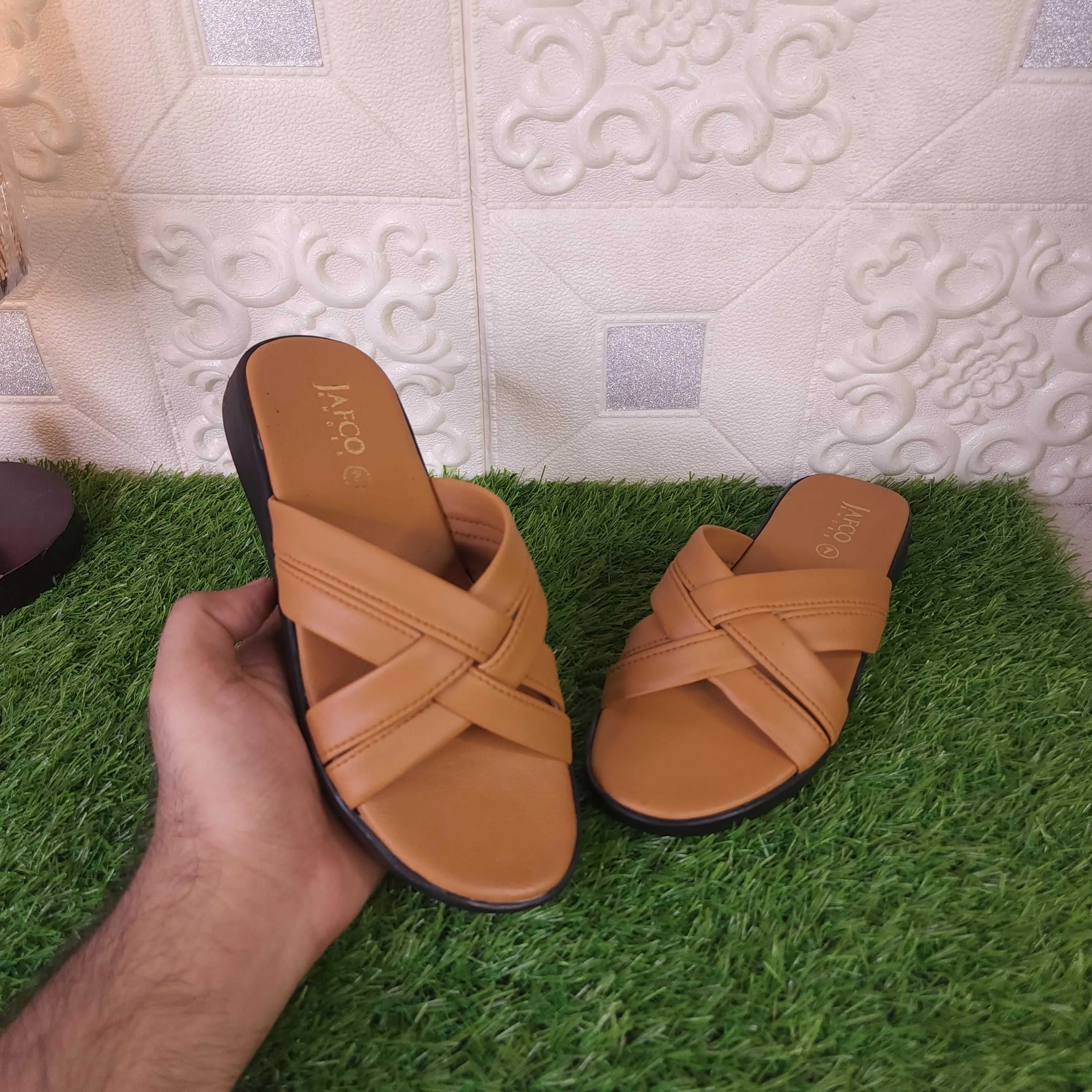 Camel Cross Pattern Slippers