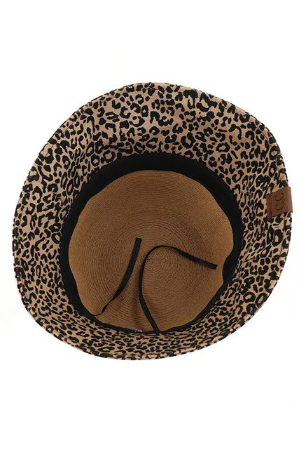 C.C Baby Leopard Print Cloche Straw Bucket Hat