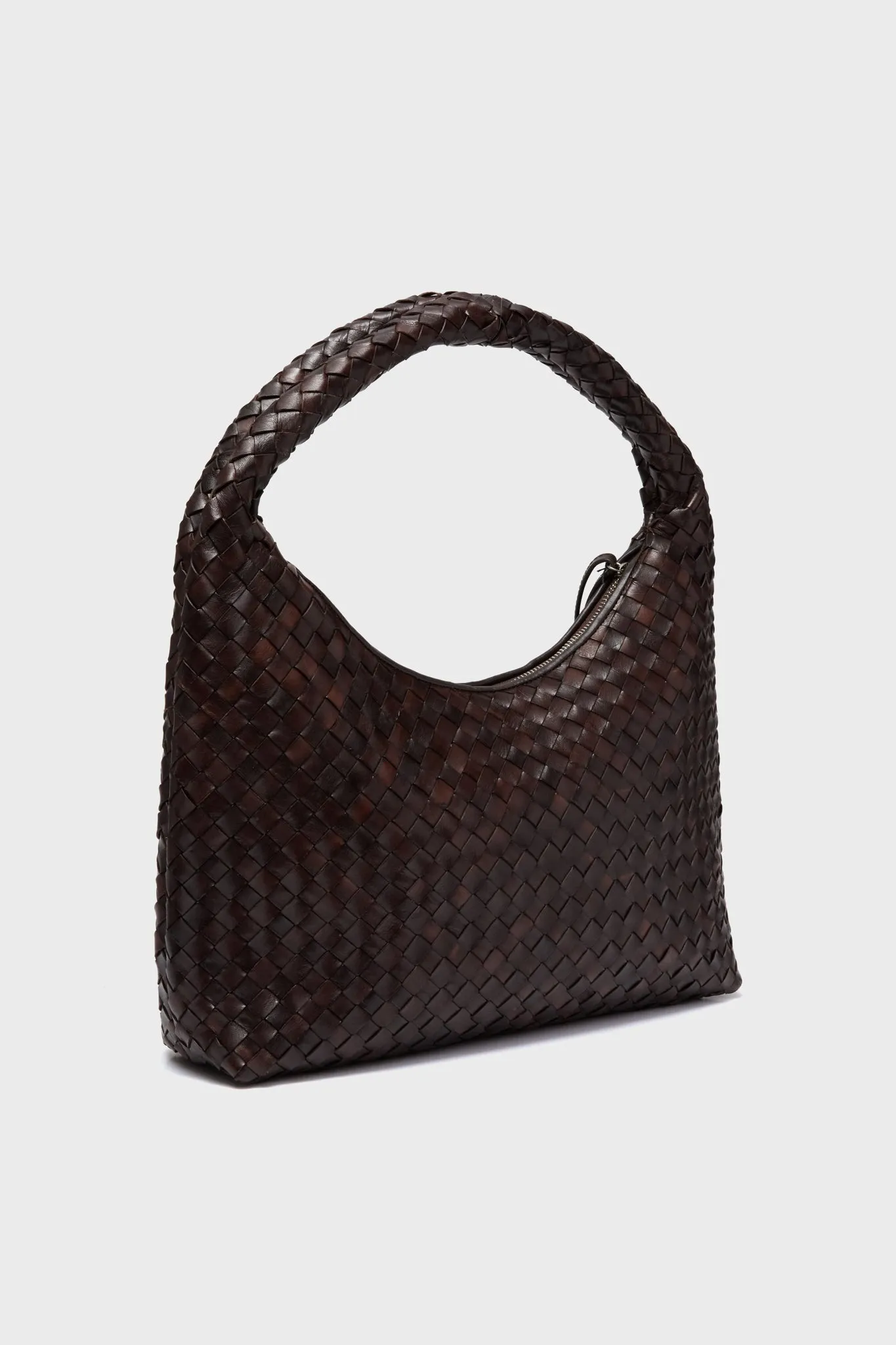 Chocolate Woven Leather Willow Bag