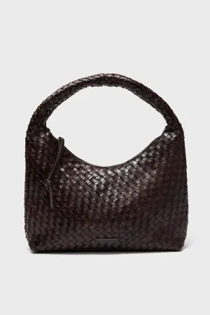 Chocolate Woven Leather Willow Bag