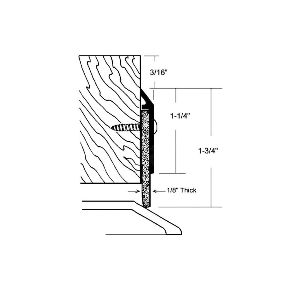 Commercial 1-3/8" Bottom Door Sweep for 36" Doors - Clear Anodized