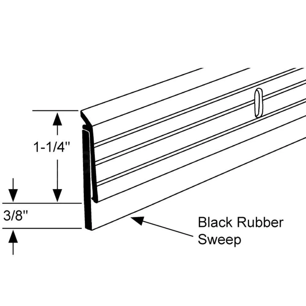 Commercial 1-3/8" Bottom Door Sweep for 36" Doors - Clear Anodized