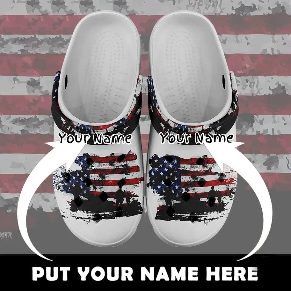 Corporate christmas gifts, Professional thank you gifts Custom Clogs Shoes, American Flag for Clog Shoes, Printed Shoes Clogs-B06004