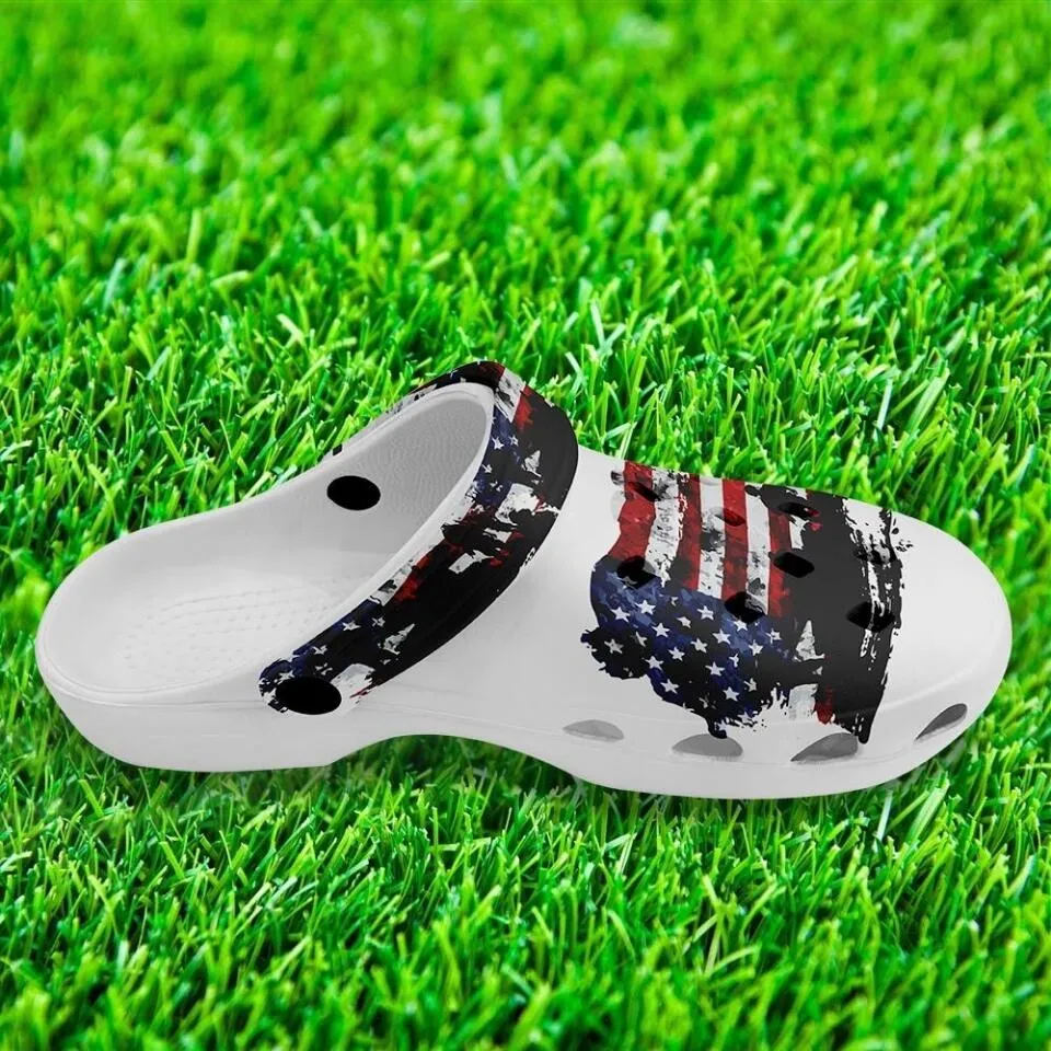 Corporate christmas gifts, Professional thank you gifts Custom Clogs Shoes, American Flag for Clog Shoes, Printed Shoes Clogs-B06004