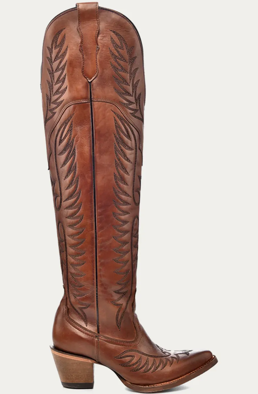 CORRAL LADIES COGNAC TALL SNIP TOE BOOTS STYLE E1507