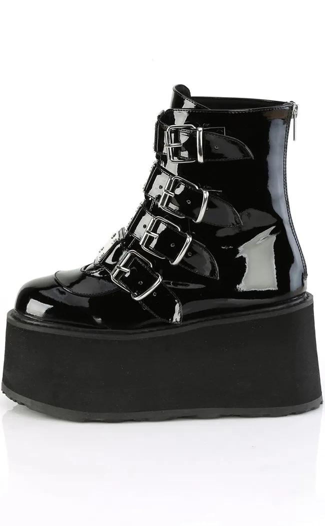 DAMNED-105 Black Patent Flatform Ankle Boots (AU Stock)