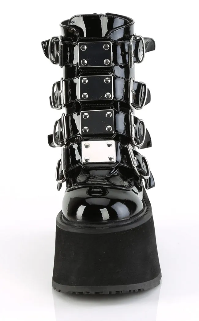 DAMNED-105 Black Patent Flatform Ankle Boots (AU Stock)