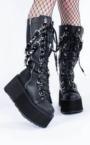 DAMNED-220 Black Vegan Leather Boots (Au Stock)