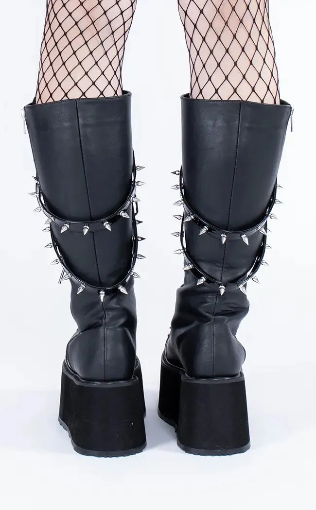 DAMNED-220 Black Vegan Leather Boots (Au Stock)